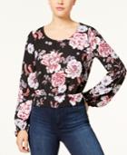 Bcx Juniors' Bubble-sleeve Tie-back Top