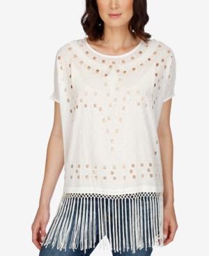 Lucky Brand Cutout Fringe Top