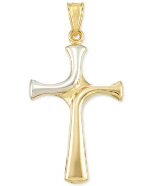 Two-tone Cross Pendant In 14k Gold And White Gold