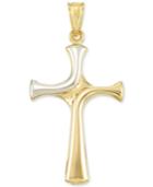 Two-tone Cross Pendant In 14k Gold And White Gold