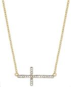 Victoria Townsend 18k Gold Over Sterling Silver Necklace, Diamond Accent Sideways Cross Pendant