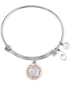 Unwritten Two-tone Mother & Daughter Charm Bangle Bracelet In Rose Gold-tone & Stainless Steel