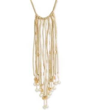 Robert Rose For Inc International Concepts Imitation Pearl Faux Suede Fringe Necklace, Only At Macy's