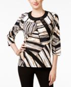 Alfred Dunner Petite Madison Park Printed Patchwork Top