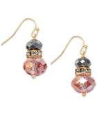 Inc International Concepts Gold-tone Mauve Crystal And Pave Drop Earrings, Created For Macy's