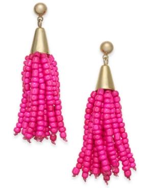 I.n.c. Gold-tone Bead Fringe Drop Earrings, Created For Macy's