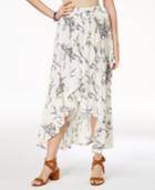 One Hart Juniors' Printed Faux-wrap High-low Skirt, Only At Macy's