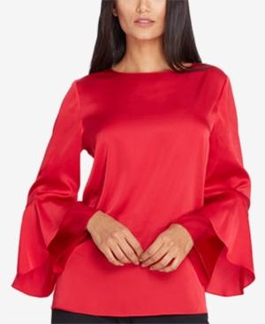 Tahari Asl Flounce-sleeve Charmeuse Top