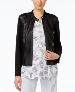 Alfani Petite Mixed-media Faux-leather Jacket, Only At Macy's
