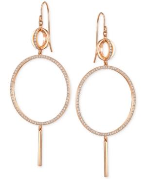 Swarovski Rose Gold-tone Pave Circle Drop Earrings
