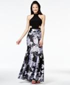 Blondie Nites Juniors' Printed Cutout Mermaid Gown