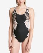 Calvin Klein Black Lily Printed One-piece Swimsuit Women's Swimsuit