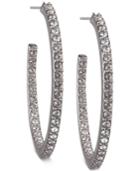 Judith Jack Silver-tone Crystal Inside-out Hoop Earrings
