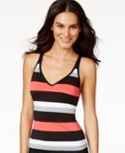 Jag Striped Cross-back Halter Tankini Top Women's Swimsuit