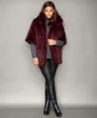 The Fur Vault Plus Size Fox-trim Knitted Mink Fur Hooded Jacket