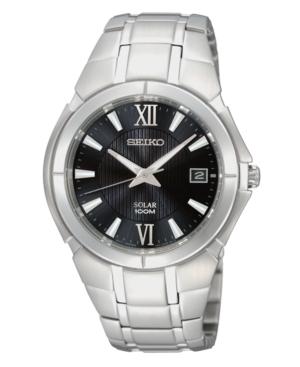 Seiko Watch, Men's Solar Stainless Steel Bracelet 40mm Sne087