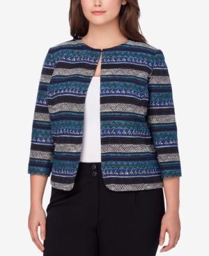 Tahari Asl Plus Size Jacquard Flyaway Blazer