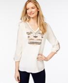 Charter Club Bead-trim Peasant Top, Only At Macy's