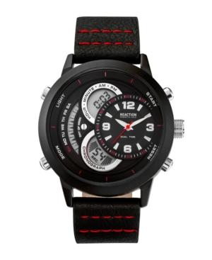 Kenneth Cole Reaction Mens Black Silicone Strap Watch With Ana-digi Dial, 48mm