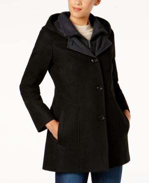 London Fog Hooded Wool-blend Peacoat
