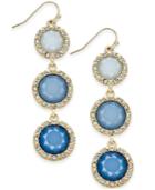 Inc International Concepts Gold-tone Pave & Blue Stone Triple Drop Earrings, Only At Macy's