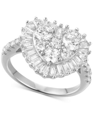 Cubic Zirconia Floral Cluster Statement Ring In Sterling Silver
