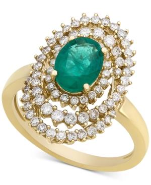 Emerald (1 Ct. T.w.) & Diamond (3/4 Ct. T.w.) Spiral Statement Ring In 14k Gold