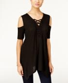 Style & Co. Lace-up Cold-shoulder Top, Only At Macy's
