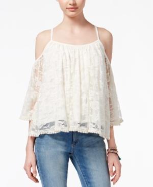 Joe & Elle Juniors' Cold-shoulder Lace Top