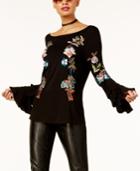Anna Sui Loves Inc International Concepts Embroidered Tiered-sleeve Top, Created For Macy's