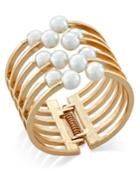 Thalia Sodi Gold-tone Imitation Pearl Hinge Cuff Bracelet, Only At Macy's