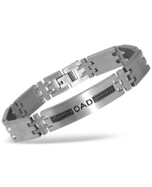 Men's Diamond Dad Link Bracelet (1/8 Ct. T.w.) In Stainless Steel And Black Ion-plate