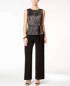 Connected Metallic Crinkled Belted Jumpsuit