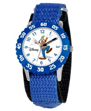 Disney Kid's Goofy Time Teacher Blue Fabric Strap Watch 31mm W000148