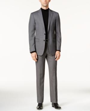 Calvin Klein Men's Slim-fit Black & White Textured Stretch Suit