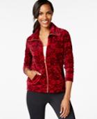 Style & Co. Petite Printed Velour Zipper-front Jacket, Only At Macy's