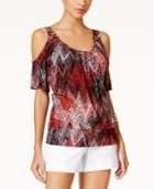 Thalia Sodi Printed Cold-shoulder Blouse, Only At Macy's