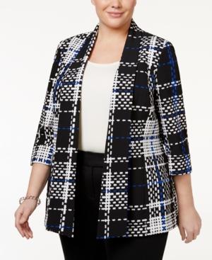 Kasper Plus Size Draped Plaid Jacket