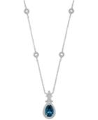 London Blue Topaz (6-3/4 Ct. T.w.) And Diamond (1/10 Ct. T.w.) Pendant Necklace In Sterling Silver
