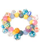 M. Haskell Gold-tone Shaky Mixed Multi-colored Bead Stretch Bracelet