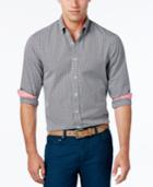 Park West Men's Mini-gingham Long-sleeve Shirt, Contrast Cuffs