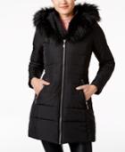 Maralyn & Me Juniors' Faux-fur-trim Hooded Puffer Coat