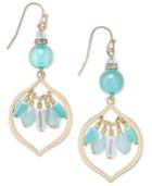 Inc International Concepts Gold-tone Blue Stone Beaded Drop Earrings, Only At Macy's