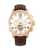 Heritor Automatic Hudson Rose Gold & Brown Leather Watches 47mm