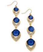 Thalia Sodi Gold-tone Pave Blue Stone Triple Drop Earrings, Only At Macy's
