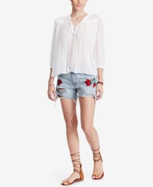 Denim & Supply Ralph Lauren Lace-up Cotton Peasant Top