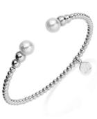 Majorica Silver-tone Graduated Bead And Organic Man-made Pearl Bangle Bracelet
