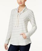 Style & Co. Petite Striped Cowl-neck Top, Only At Macy's