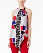 Alfani Printed V-hem Top, Only At Macy's