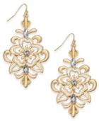 Thalia Sodi Gold-tone Crystal Flower Filigree Chandelier Earrings, Created For Macy's